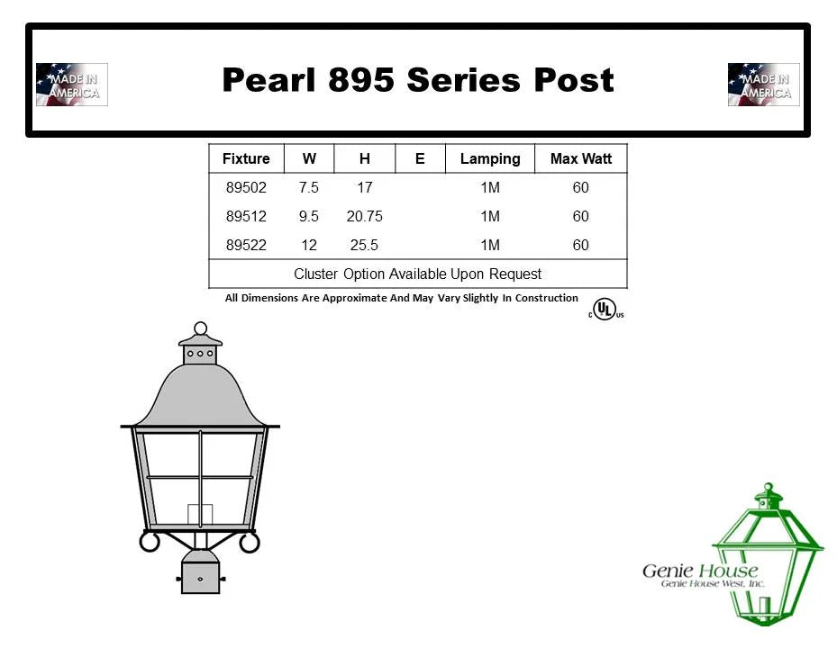 Pearl Outdoor Post Lantern 89502
