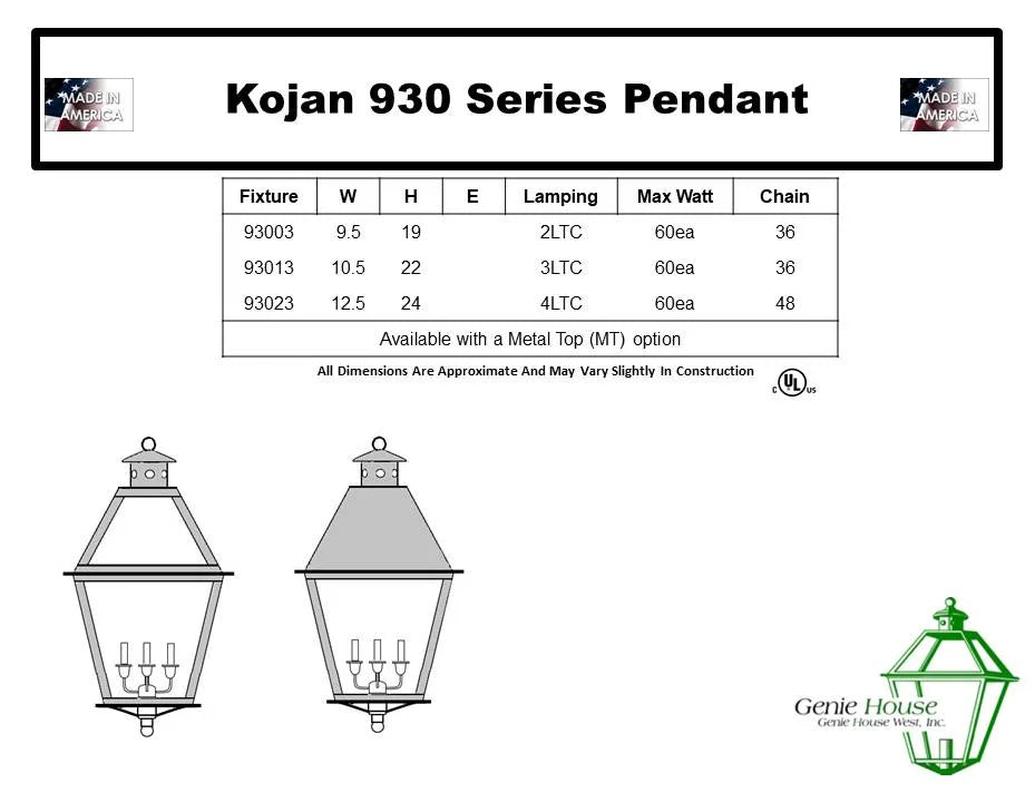 Kojan Outdoor Hanging Lantern 93023