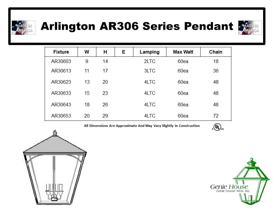 Arlington Outdoor Hanging Lantern AR30623