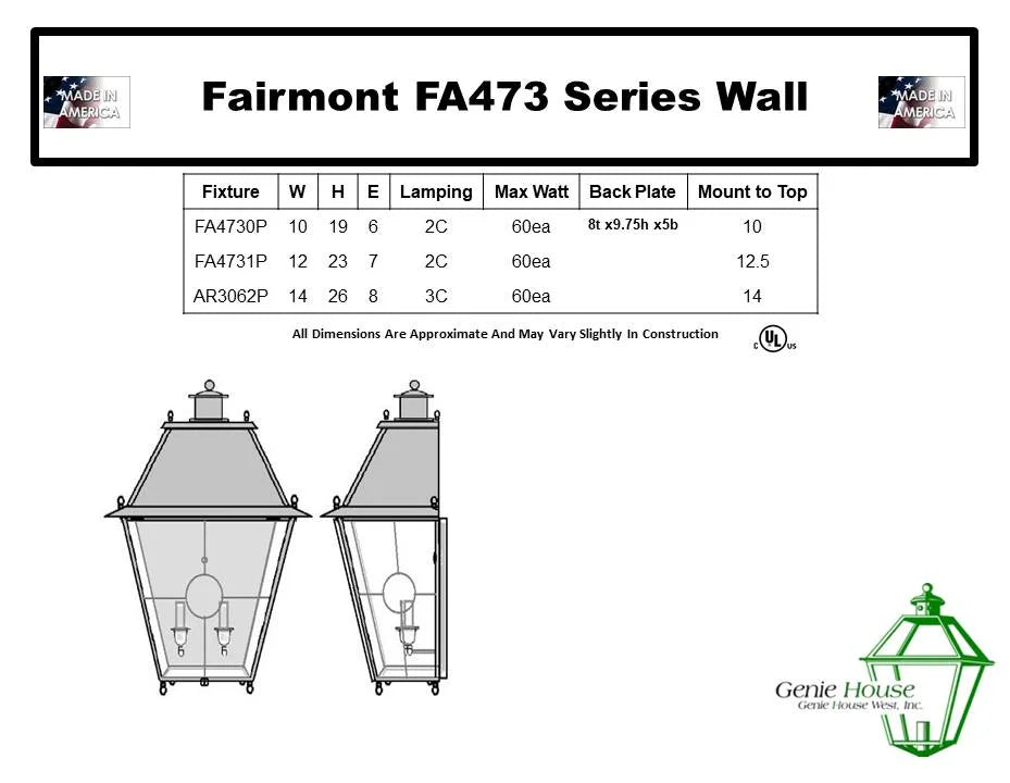 Fairmont Outdoor Wall Lantern FA4730P