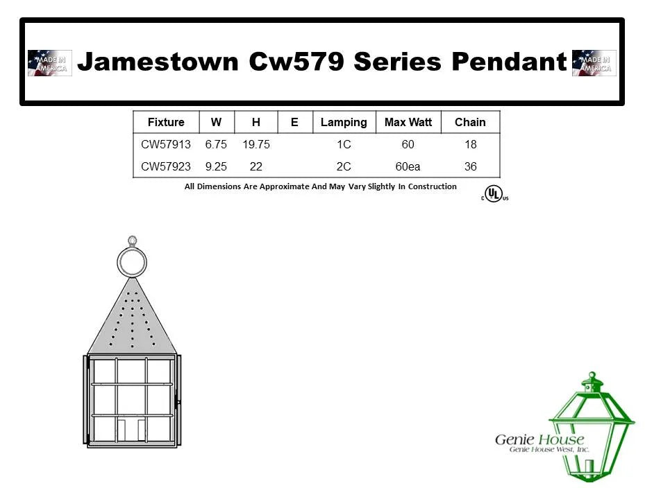 Jamestown Outdoor Hanging Lantern CW57923