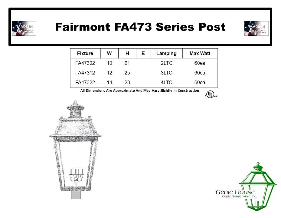 Fairmont Outdoor Post Lantern FA47322