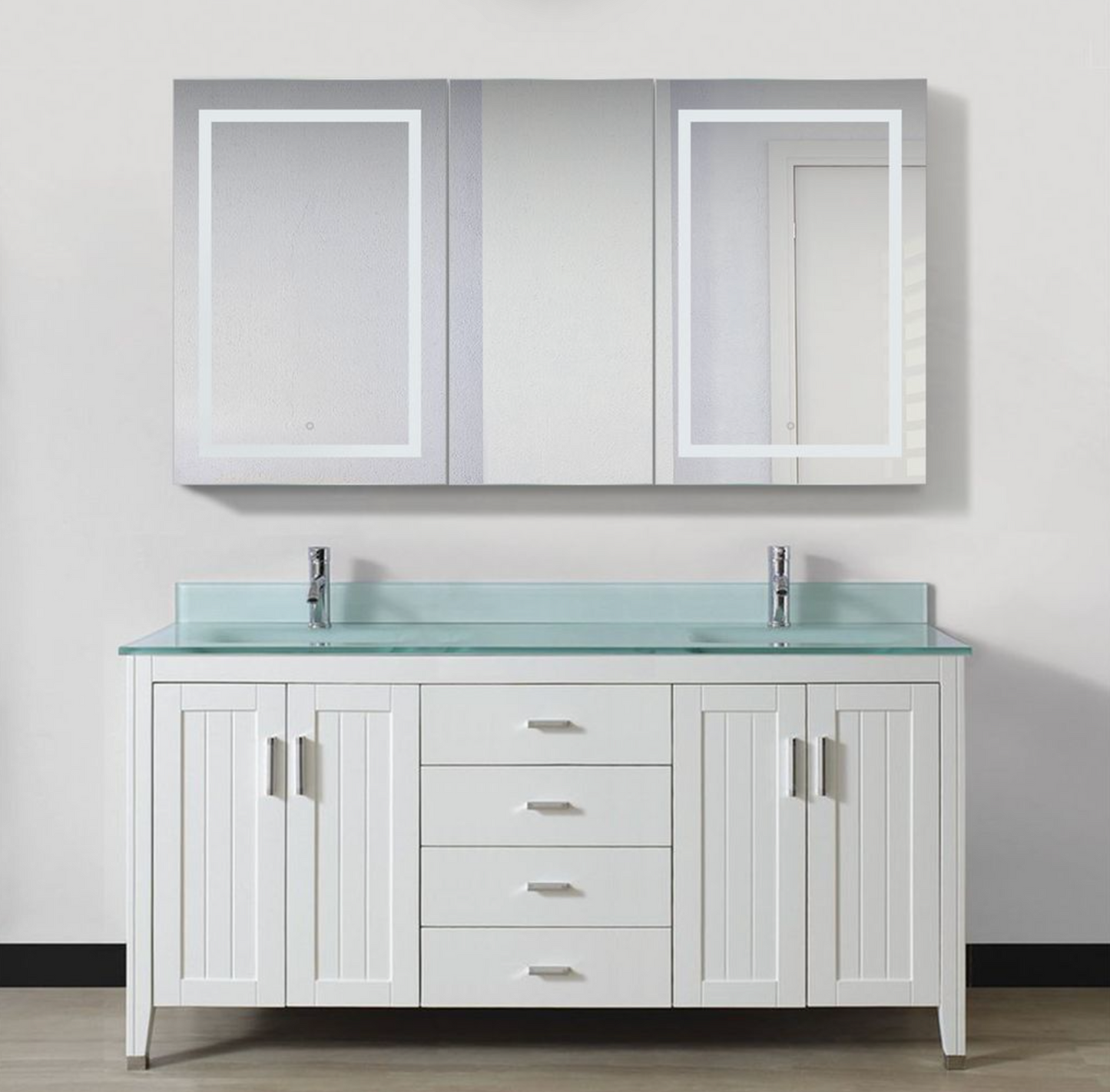 SVANGE 66 X 36 LED Lighted Mirror Medicine Cabinet, Defogger included, 3 Door Options
