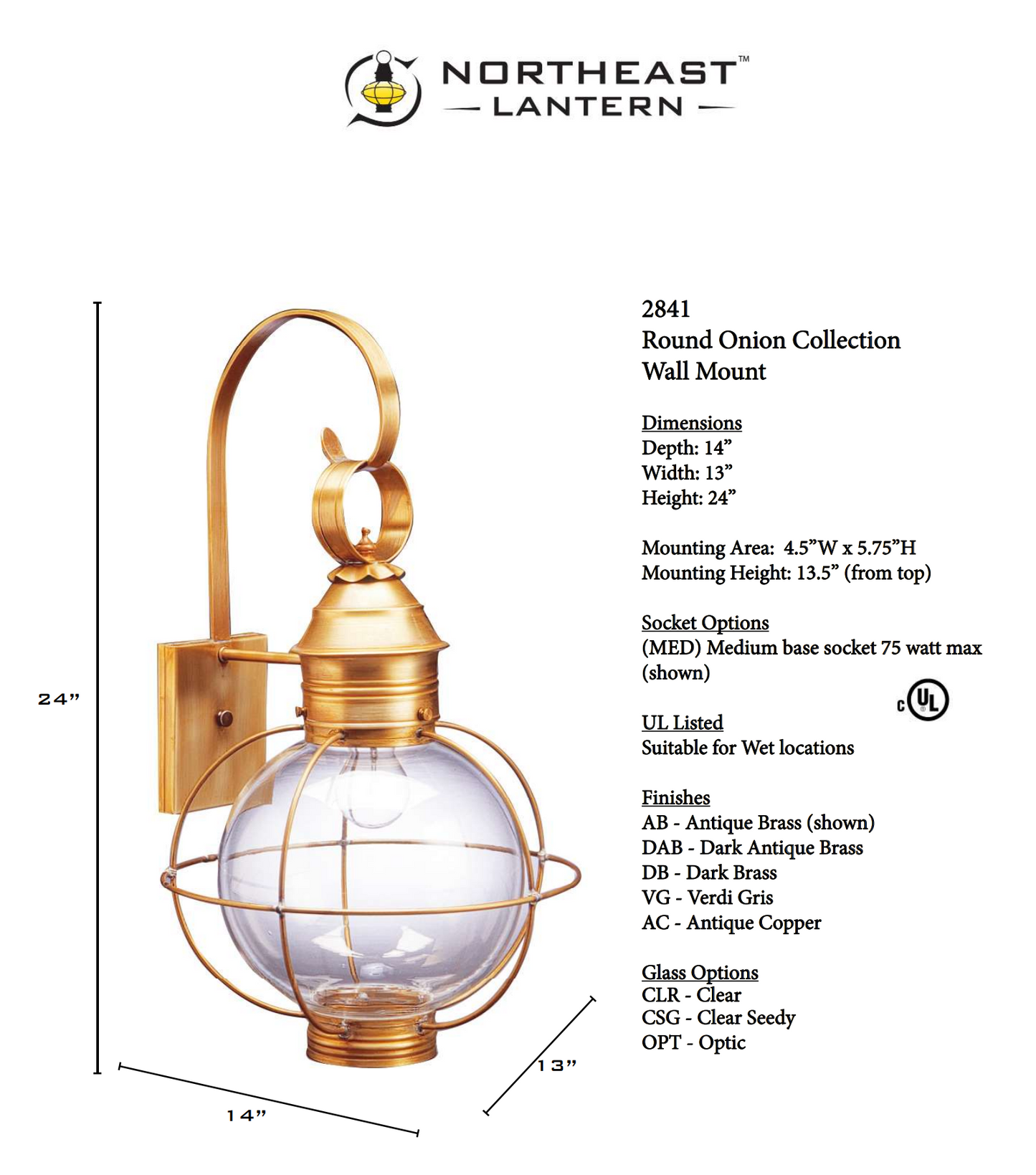 Round Onion Outdoor Wall Lantern 2841
