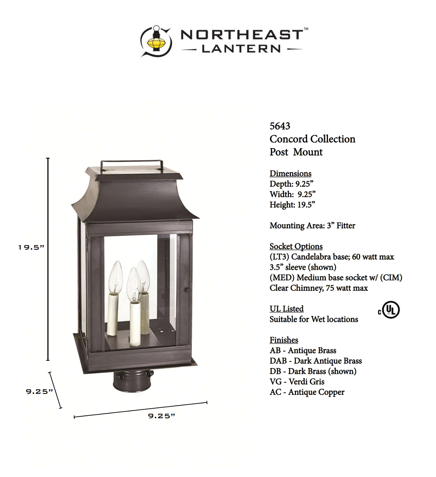 Concord Pagoda Outdoor Post Lantern 5643 Quickship