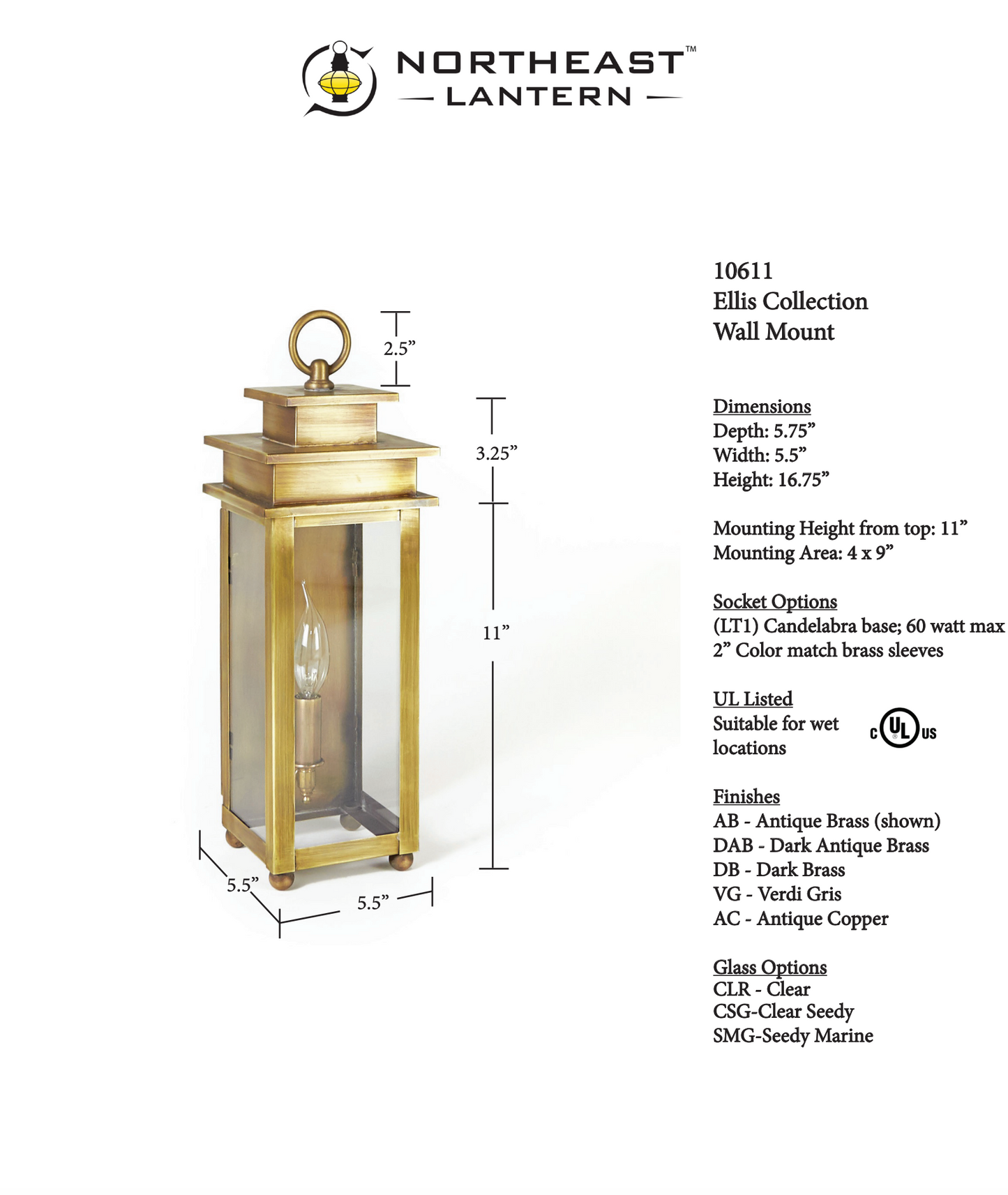 Ellis Small Outdoor Wall Lantern 10611