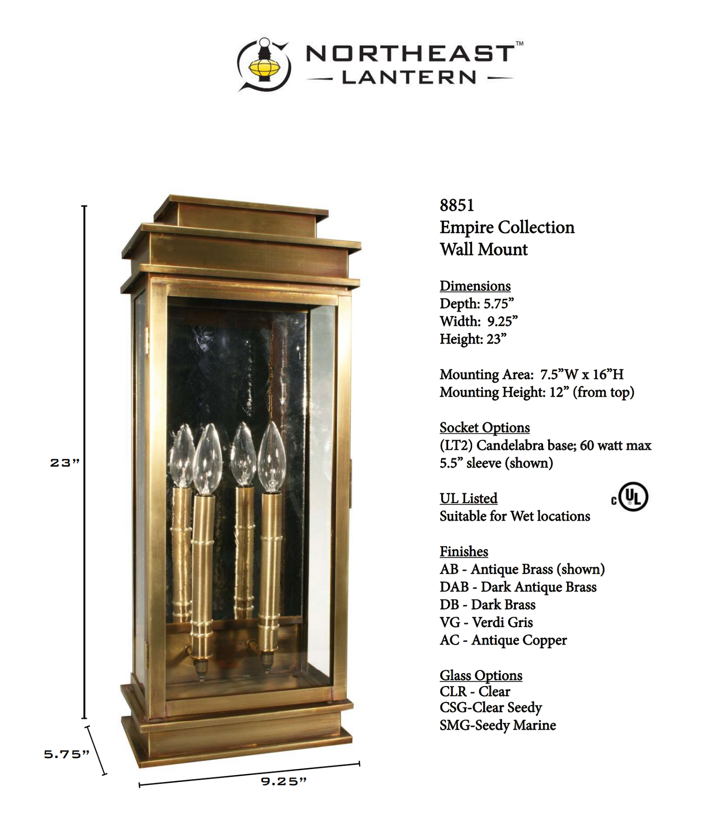 Empire Outdoor Wall Lantern 8851