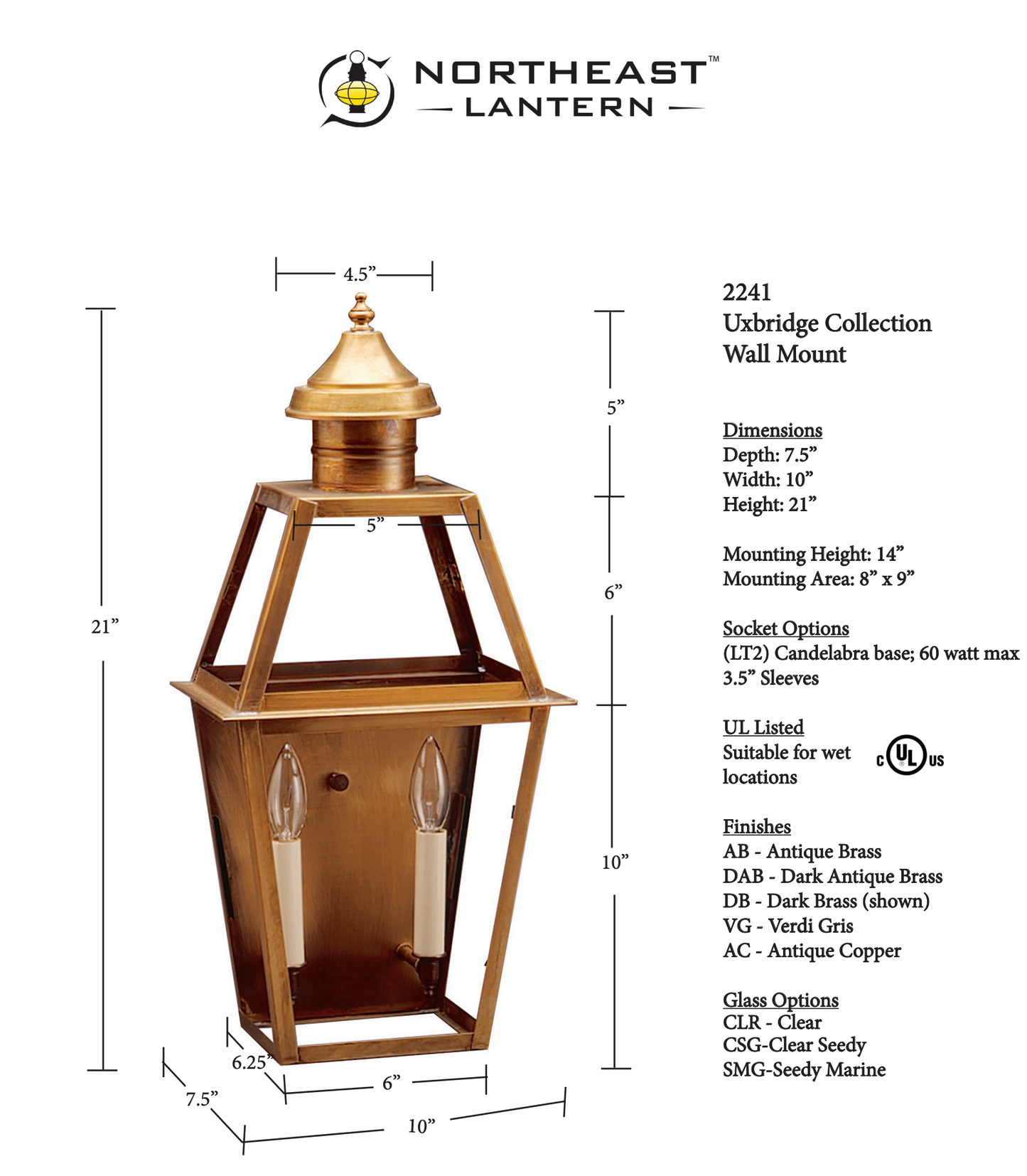 Uxbridge Bracket Outdoor Wall Lantern 2241