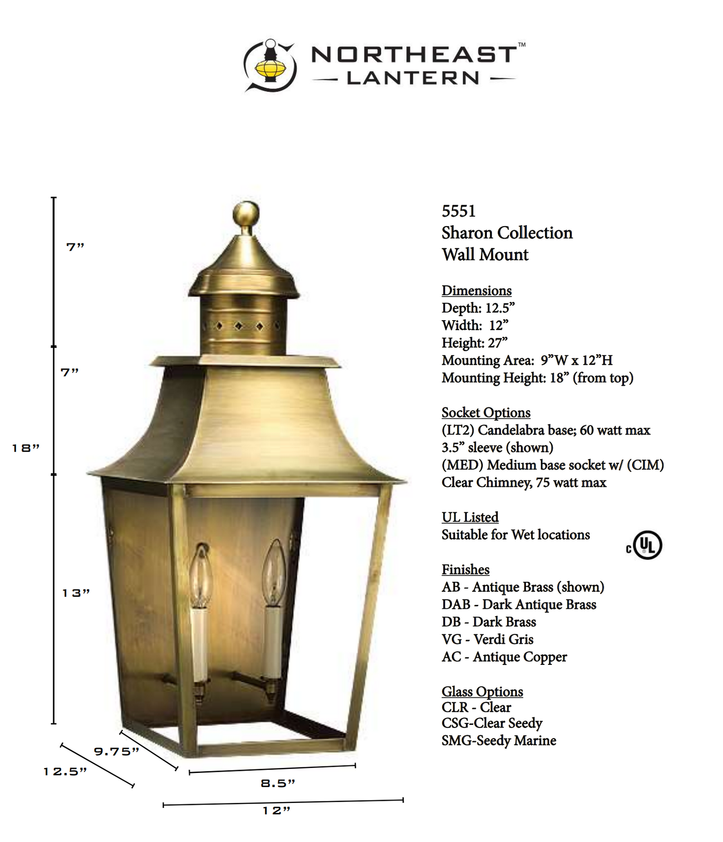 Sharon Pagoda Outdoor Wall Lantern 5551