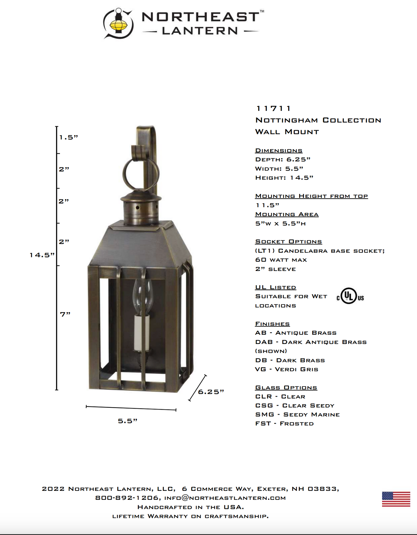 Nottingham Small Outdoor Wall Lantern 11711