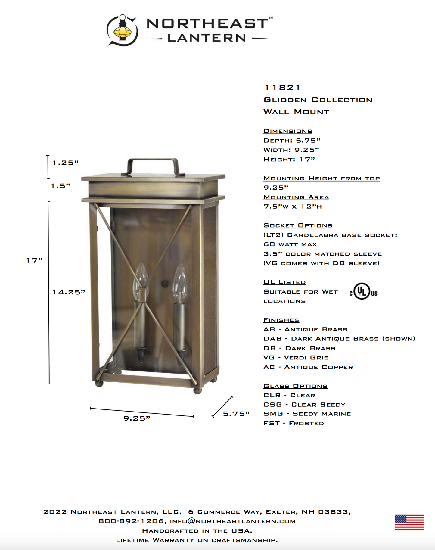 Glidden Small Outdoor Wall Lantern 11821