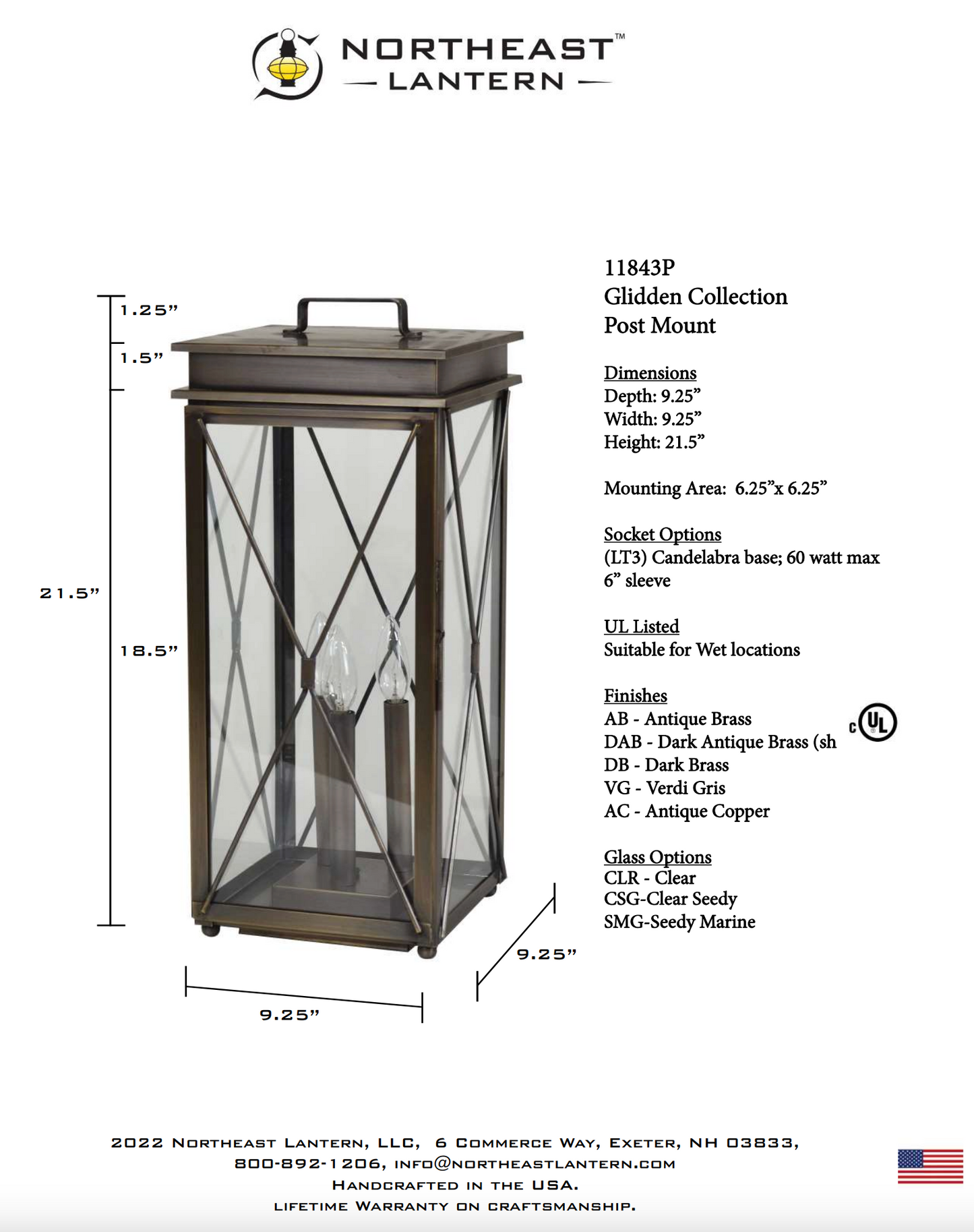 Glidden Large Pier Mount Lantern 11843P