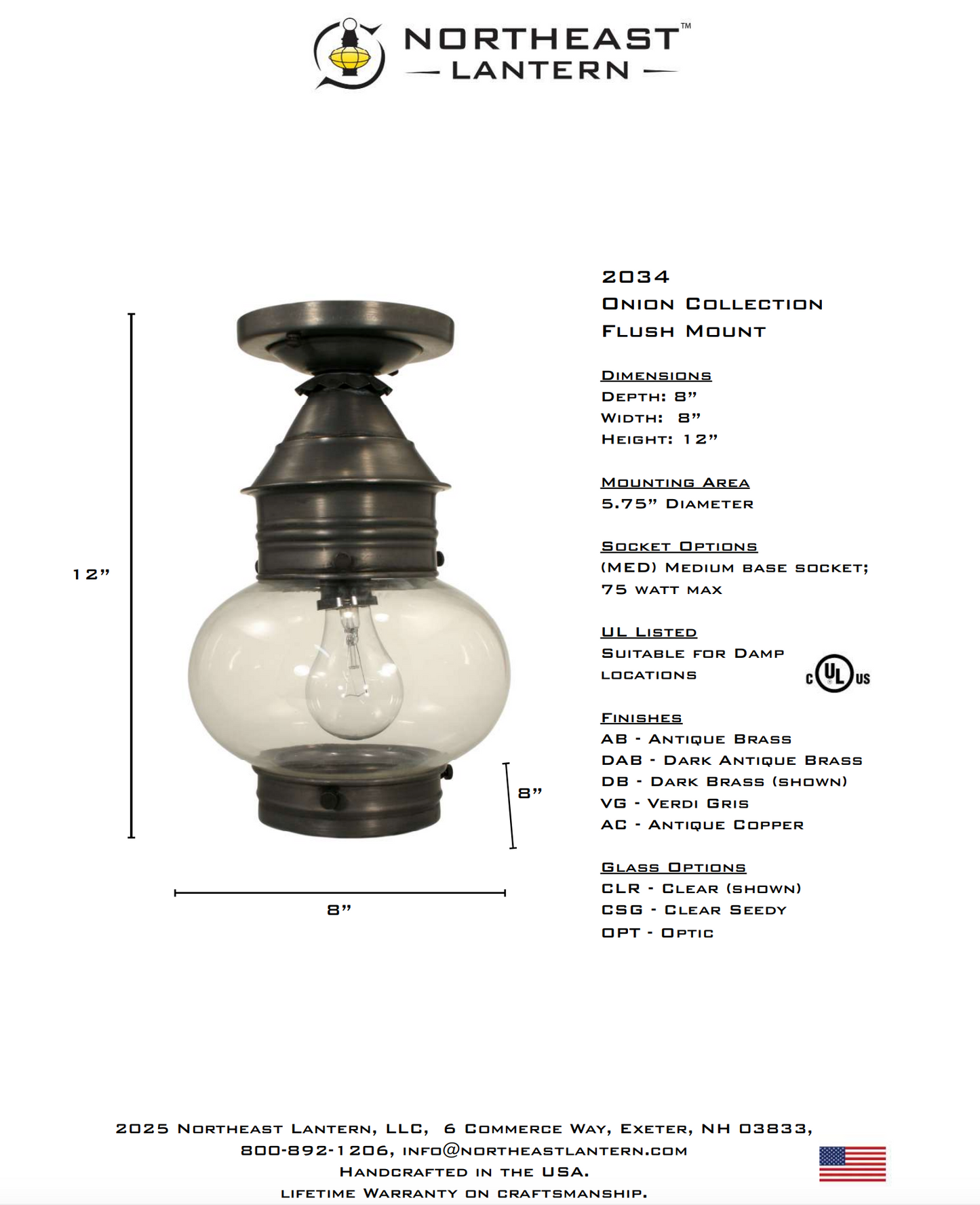 Cageless Onion Outdoor Flush Mount 2034