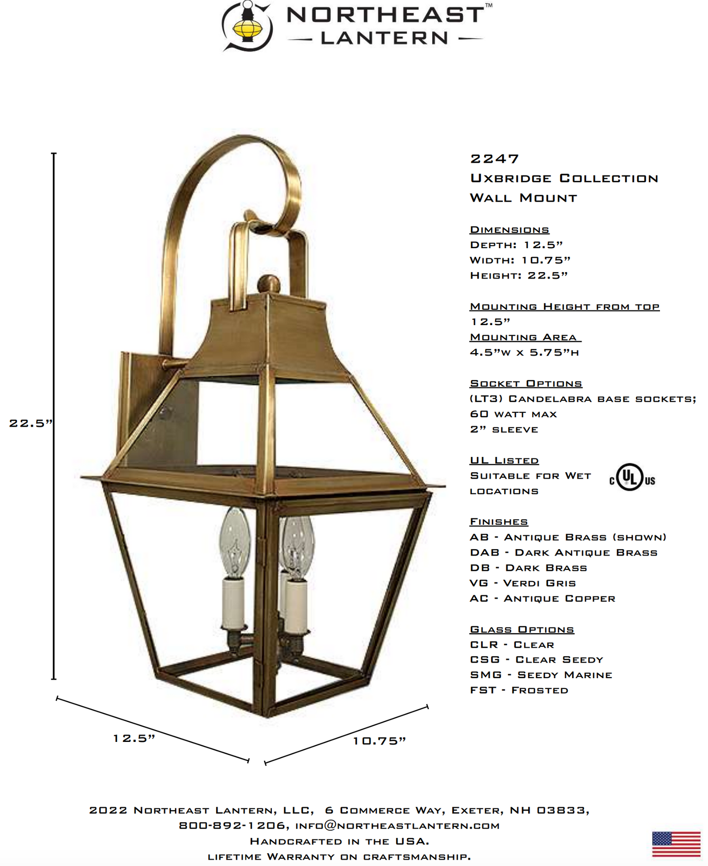 Uxbridge Large Outdoor Bracket Wall Lantern 2247