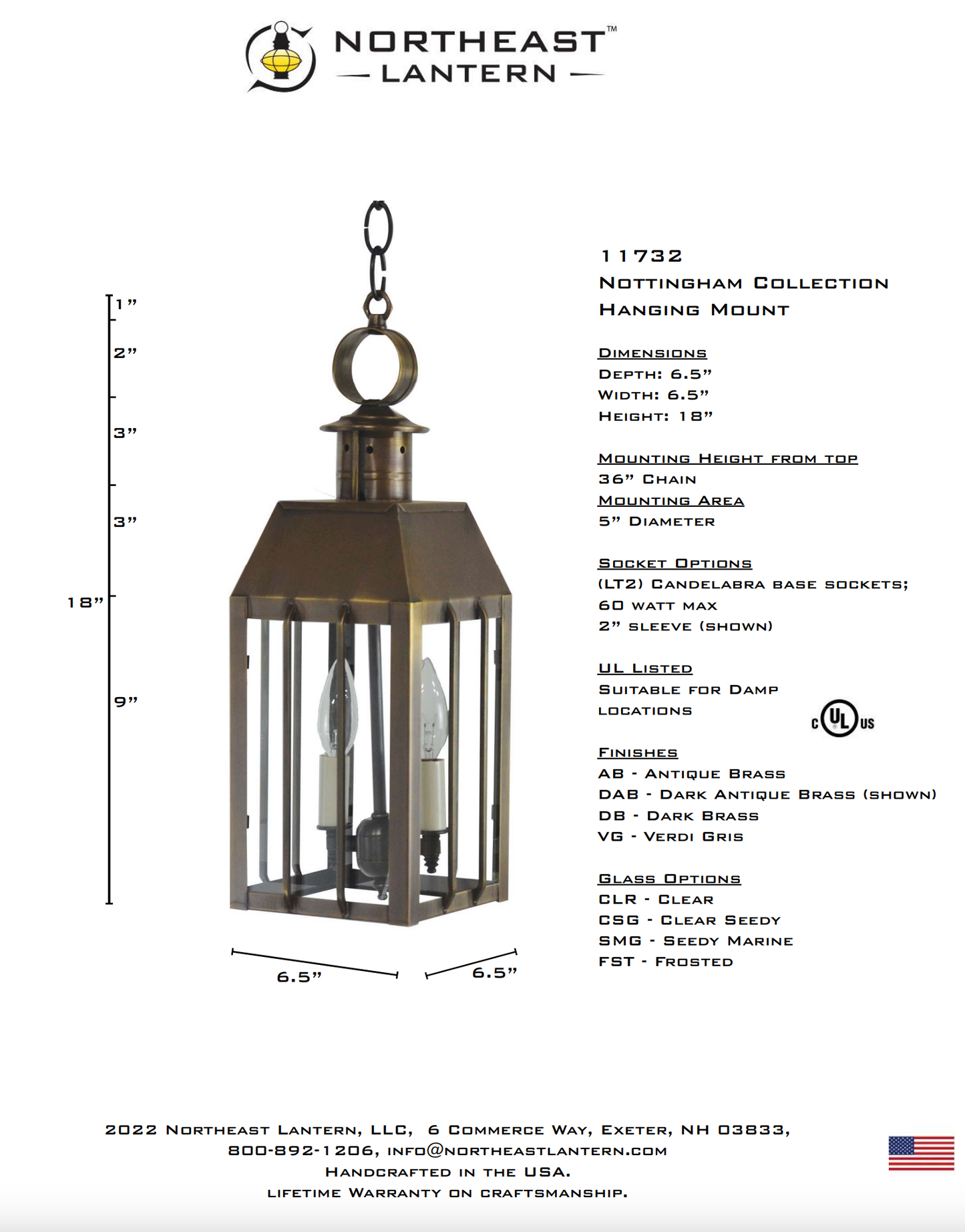 Nottingham Medium Outdoor Hanging Lantern 11732
