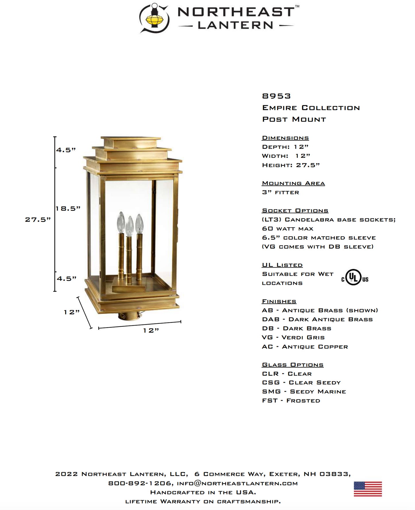Empire Outdoor Post Lantern 8953