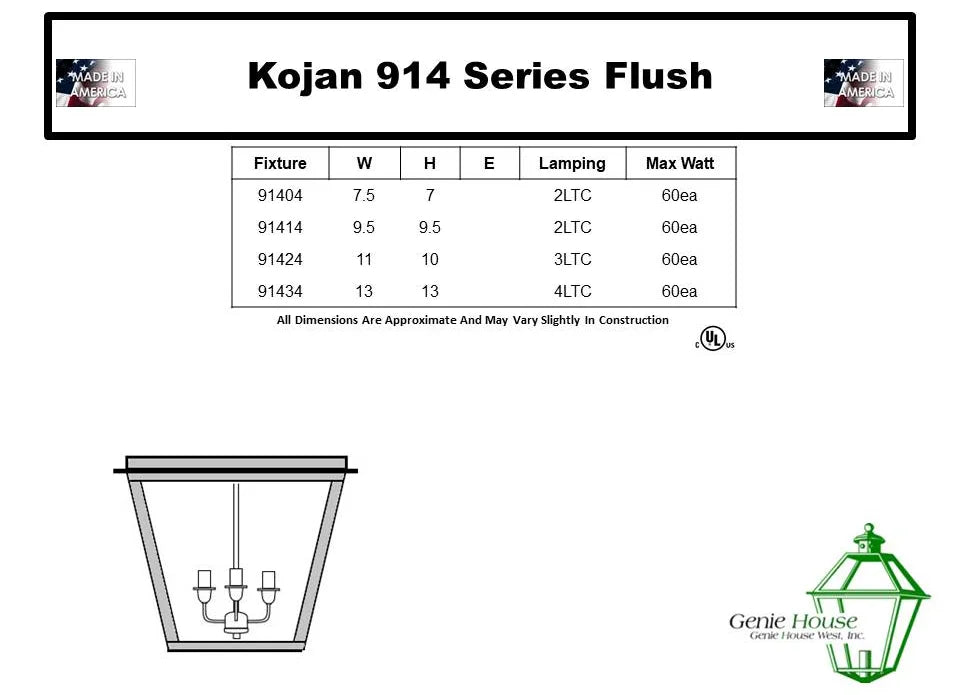 Kojan Outdoor Flush Mount Lantern 91414