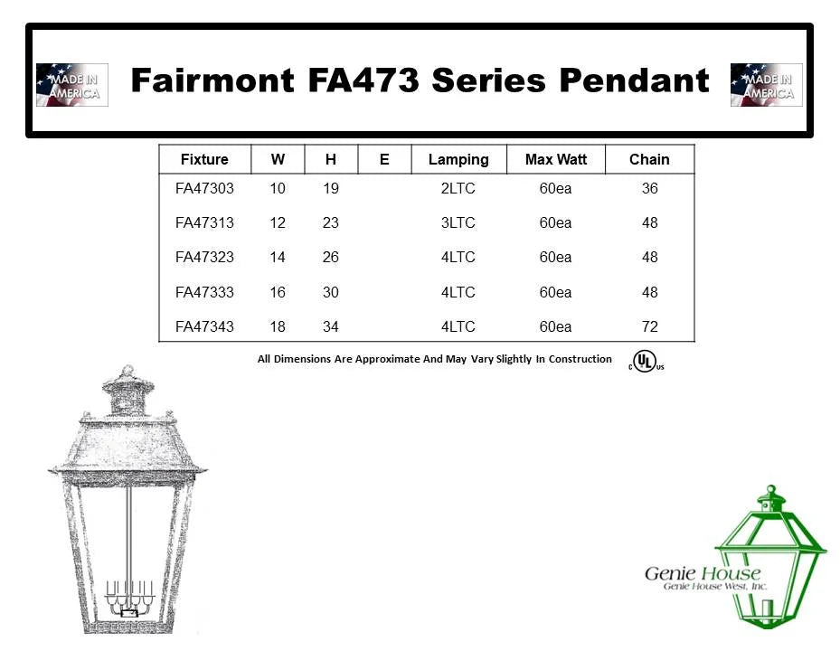 Fairmont Outdoor Hanging Lantern FA47303