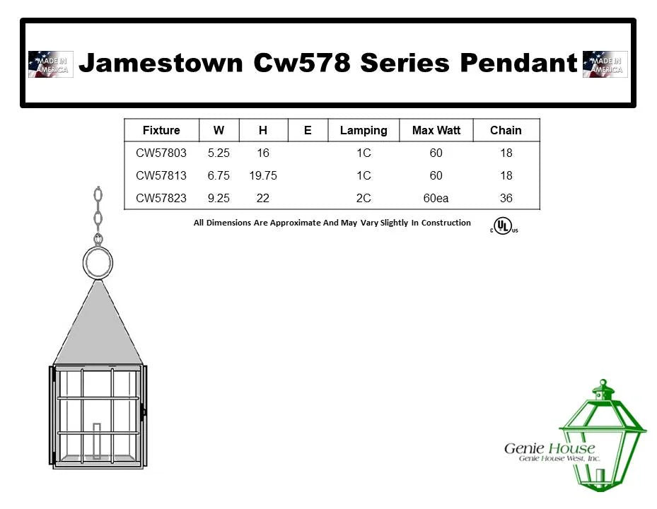 Jamestown Outdoor Hanging Lantern CW57823