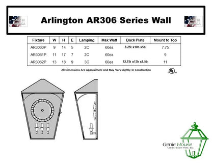 Arlington Outdoor Wall Lantern AR3062P
