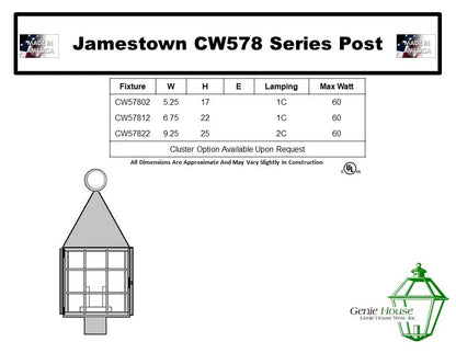 Jamestown Outdoor Post Lantern CW57802