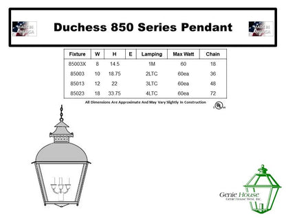 Duchess Outdoor Hanging Lantern 85003X