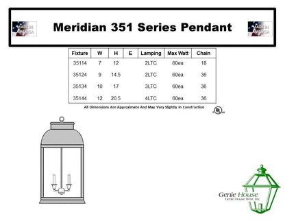 Meridian Outdoor Large Hanging Lantern 35134