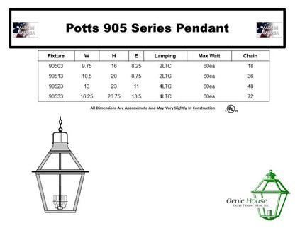 Potts Outdoor Hanging Lantern 90513