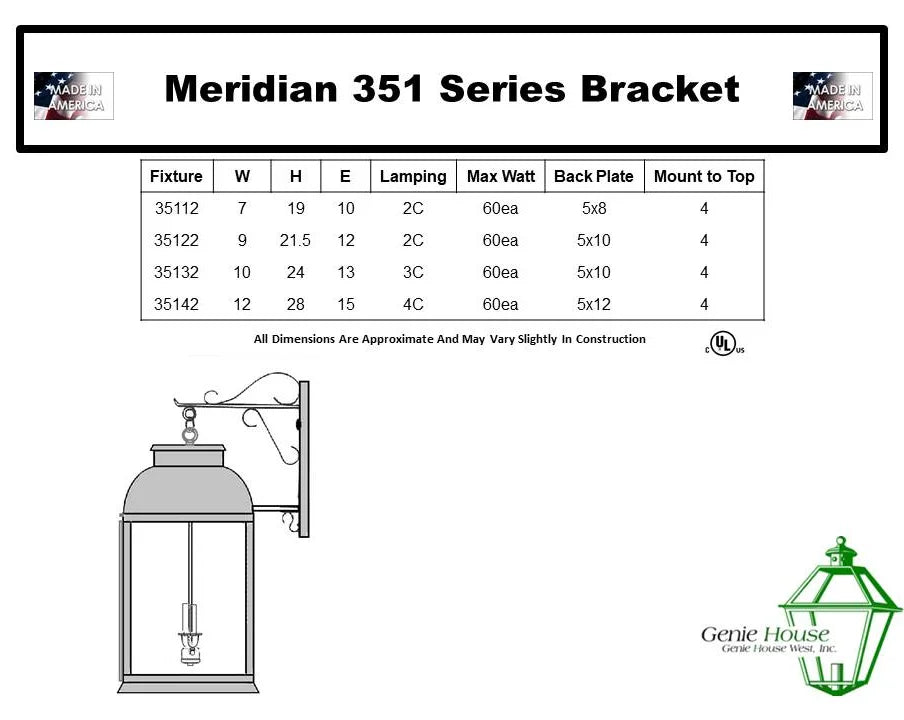 Meridian Outdoor Medium Wall Bracket Lantern 35122