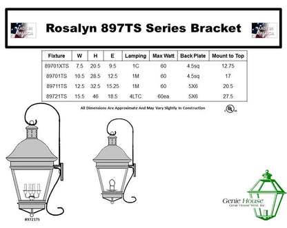 Rosalyne Outdoor Wall Lantern 89721TS Top Scroll