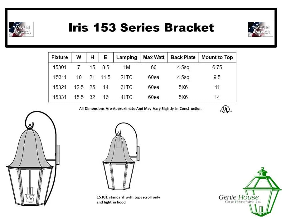 Iris Outdoor Wall Lantern 15301