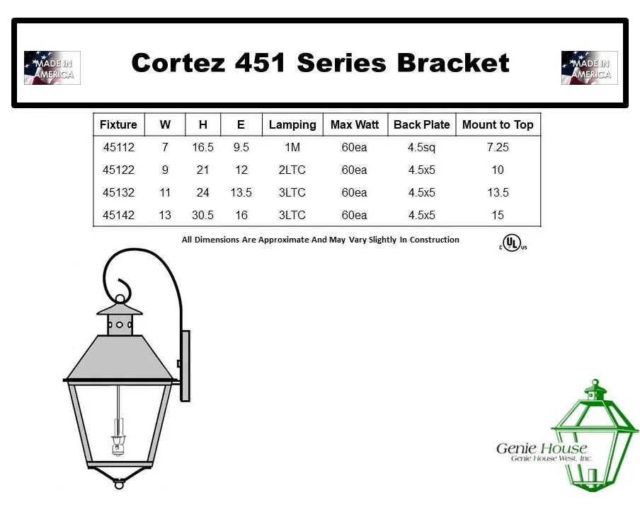 Cortez Outdoor Medium  Wall Bracket Lantern 45122