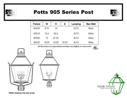 Potts Outdoor Post Lantern 90502