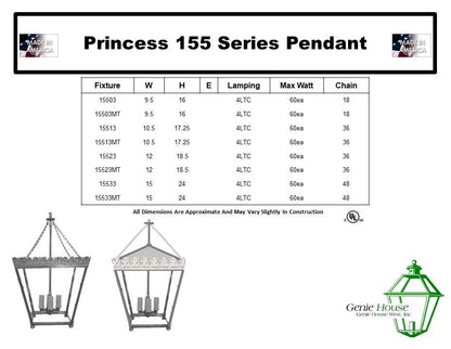 Princess Indoor Hanging Lantern 15503