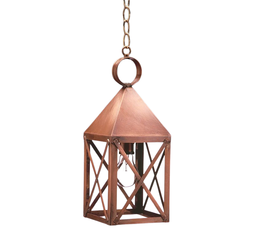 York Medium Pyramid Top X Bars Outdoor Hanging Lantern 7032