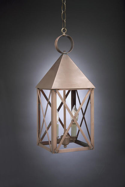 York Pyramid Top X Bars Outdoor Hanging Lantern 7042