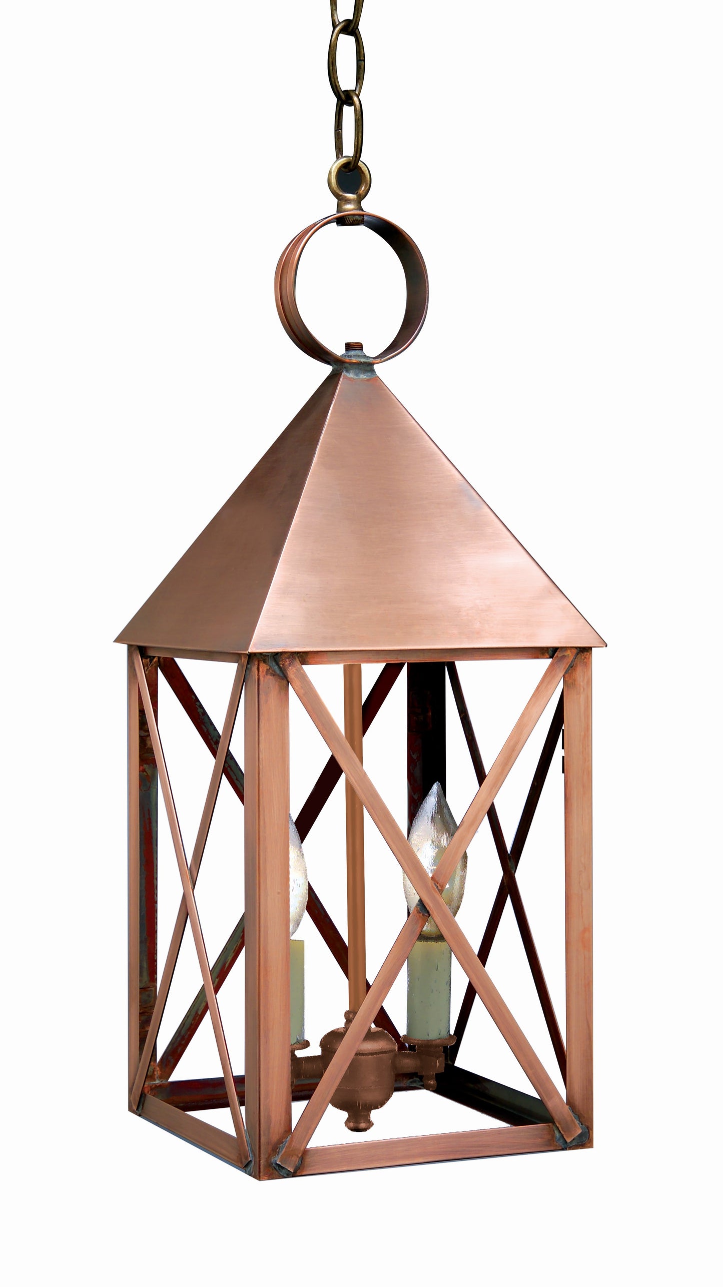 York Pyramid Top X Bars Outdoor Hanging Lantern 7042
