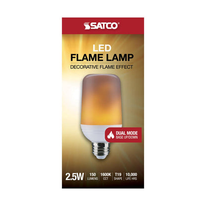 Satco 2.5W LED T19 Flame 120V E26 Medium Base Bulb S29806