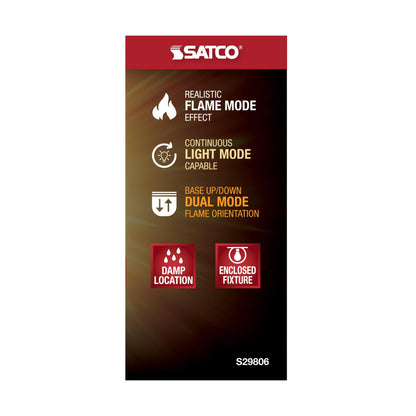 Satco 2.5W LED T19 Flame 120V E26 Medium Base Bulb S29806