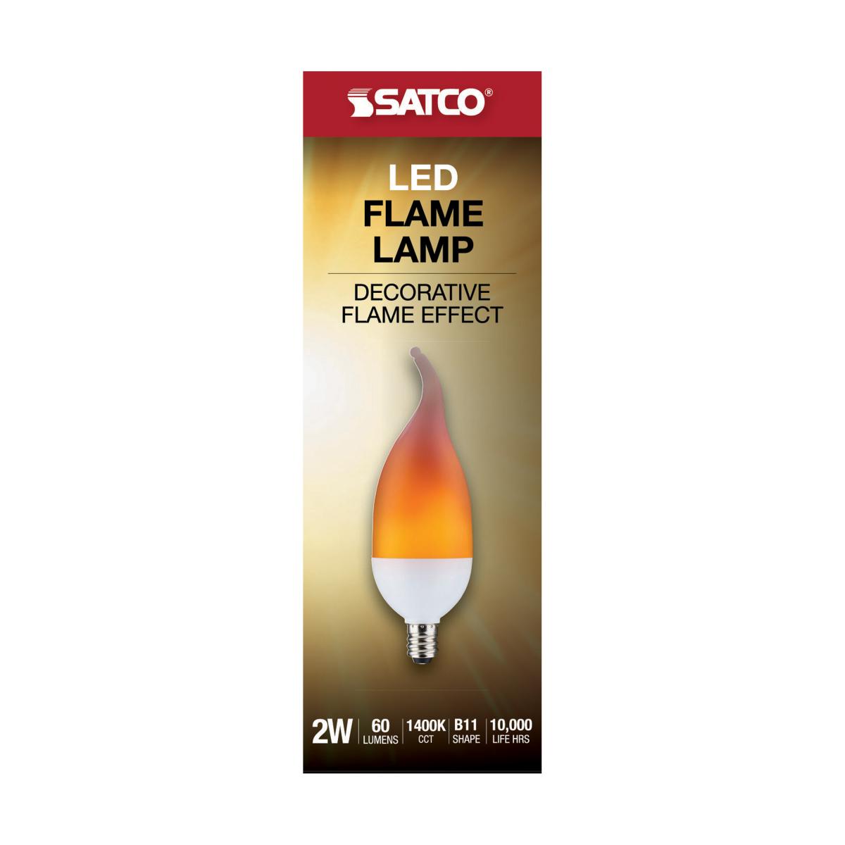 Satco 2W LED B11 Flame 120V E12 Candelabra base S29807