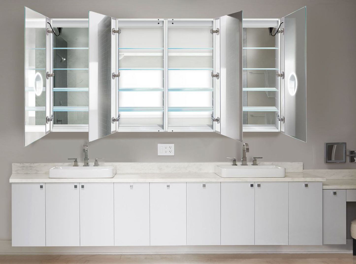 SVANGE 84 X 42 LED Lighted Mirror Medicine Cabinet, Defogger included