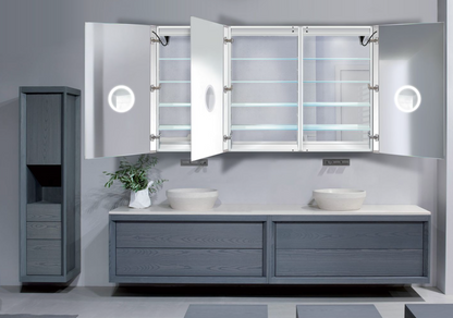 SVANGE 72 X 42 LED Lighted Mirror Medicine Cabinet, Defogger included, 3 Door Options