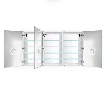 SVANGE 72 X 42 LED Lighted Mirror Medicine Cabinet, Defogger included, 3 Door Options