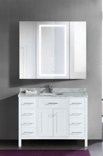 SVANGE 48 X 42 LED Lighted Mirror Medicine Cabinet, Defogger included, 2 & 3 Door Options