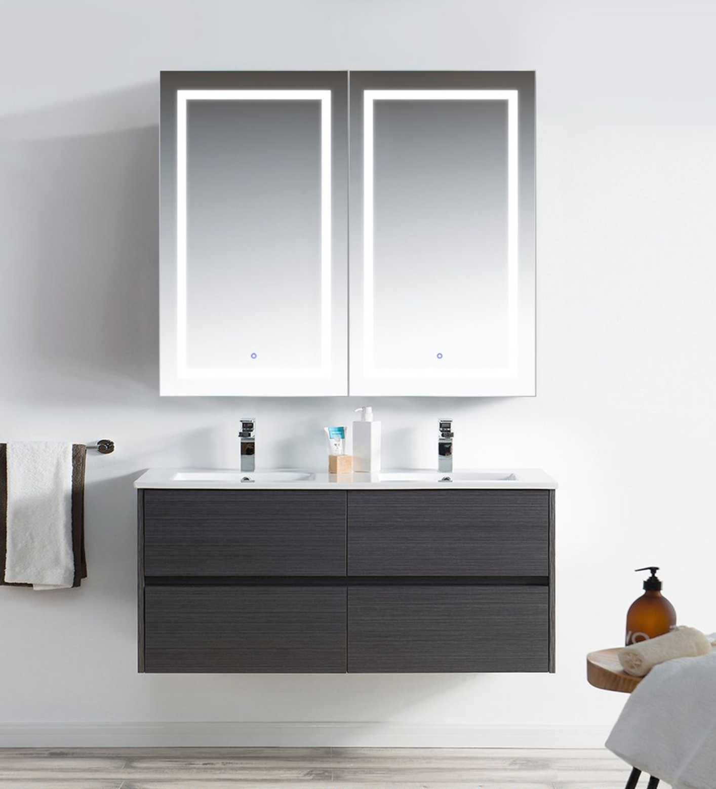 SVANGE 48 X 42 LED Lighted Mirror Medicine Cabinet, Defogger included, 2 & 3 Door Options