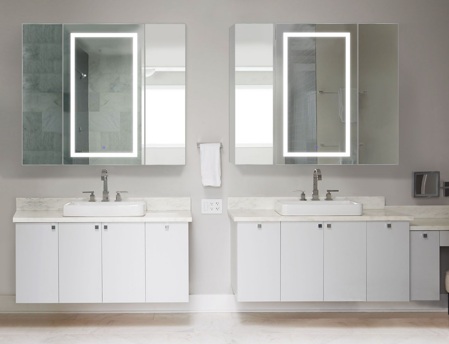 SVANGE 48 X 42 LED Lighted Mirror Medicine Cabinet, Defogger included, 2 & 3 Door Options