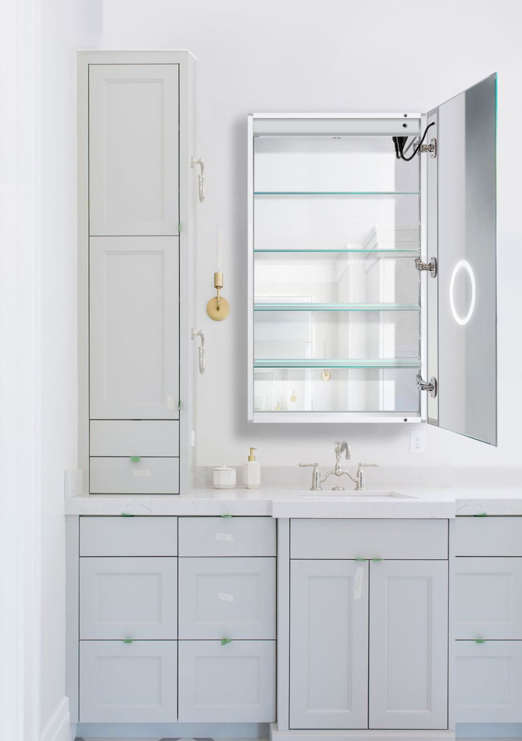 SVANGE 24 X 42 LED Lighted Mirror Medicine Cabinet with Choice of Door on Left or Right, Defogger included