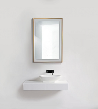 SOHO 24 X 36 Bathroom LED Mirror comes in Gold and Black Finishes