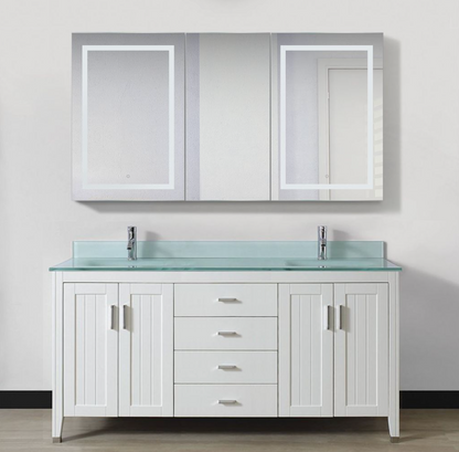 SVANGE 66 X 36 LED Lighted Mirror Medicine Cabinet, Defogger included, 3 Door Options