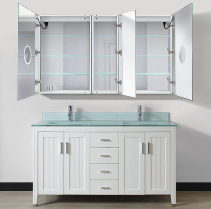 SVANGE 60 X 36 LED Lighted Mirror Medicine Cabinet, Defogger included, 3 Door Options